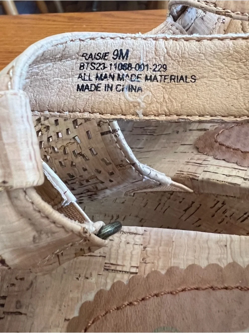 BareTraps tan Cork-Textured Perforated Ankle Strap wedges